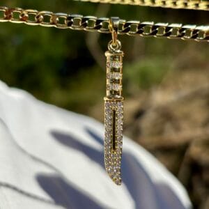 Zawieszka Nóż Ice Złota- biżuteria stalowa premium