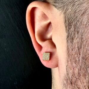 Kolczyki Square Ice Złote cyrkonie i stal chirurgiczna