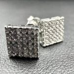 Kolczyki Square Ice srebrne cyrkonie i stal chirurgiczna