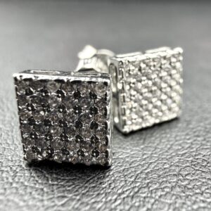 Kolczyki Square Ice srebrne cyrkonie i stal chirurgiczna