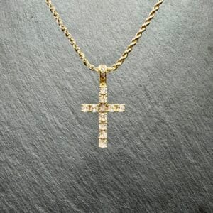 naszyjnik/Zawieszka Krzyżyk Prestige złoty- męska biżuteria ze stali chirurgicznej