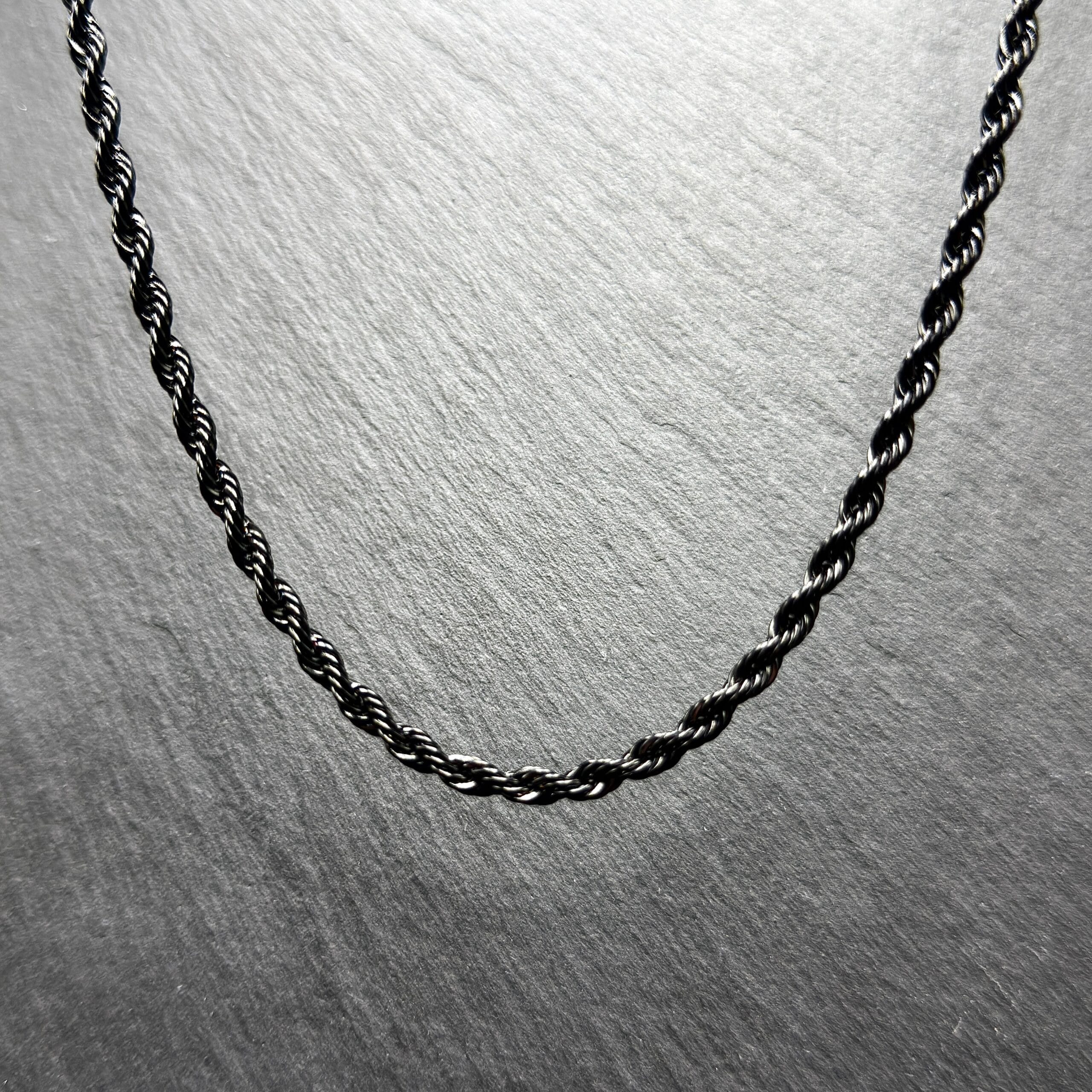 Łańcuszek Splot Kordel Czarny- trwała stal 316L