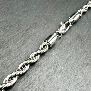 Srebrna bransoletka kordel 4mm- męska biżuteria ze stali chirurgicznej