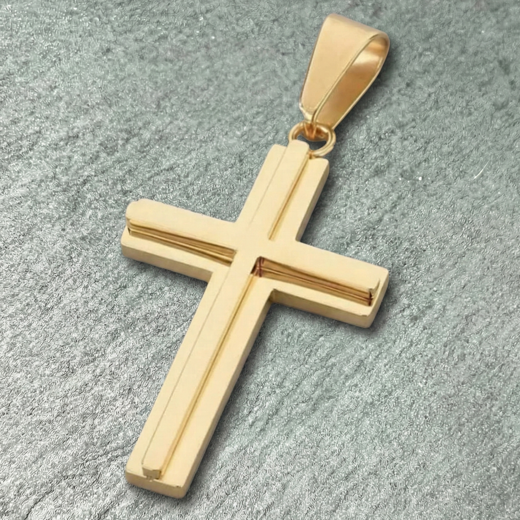 Zawieszka Krzyżyk Slim Złota- biżuteria stalowa premium